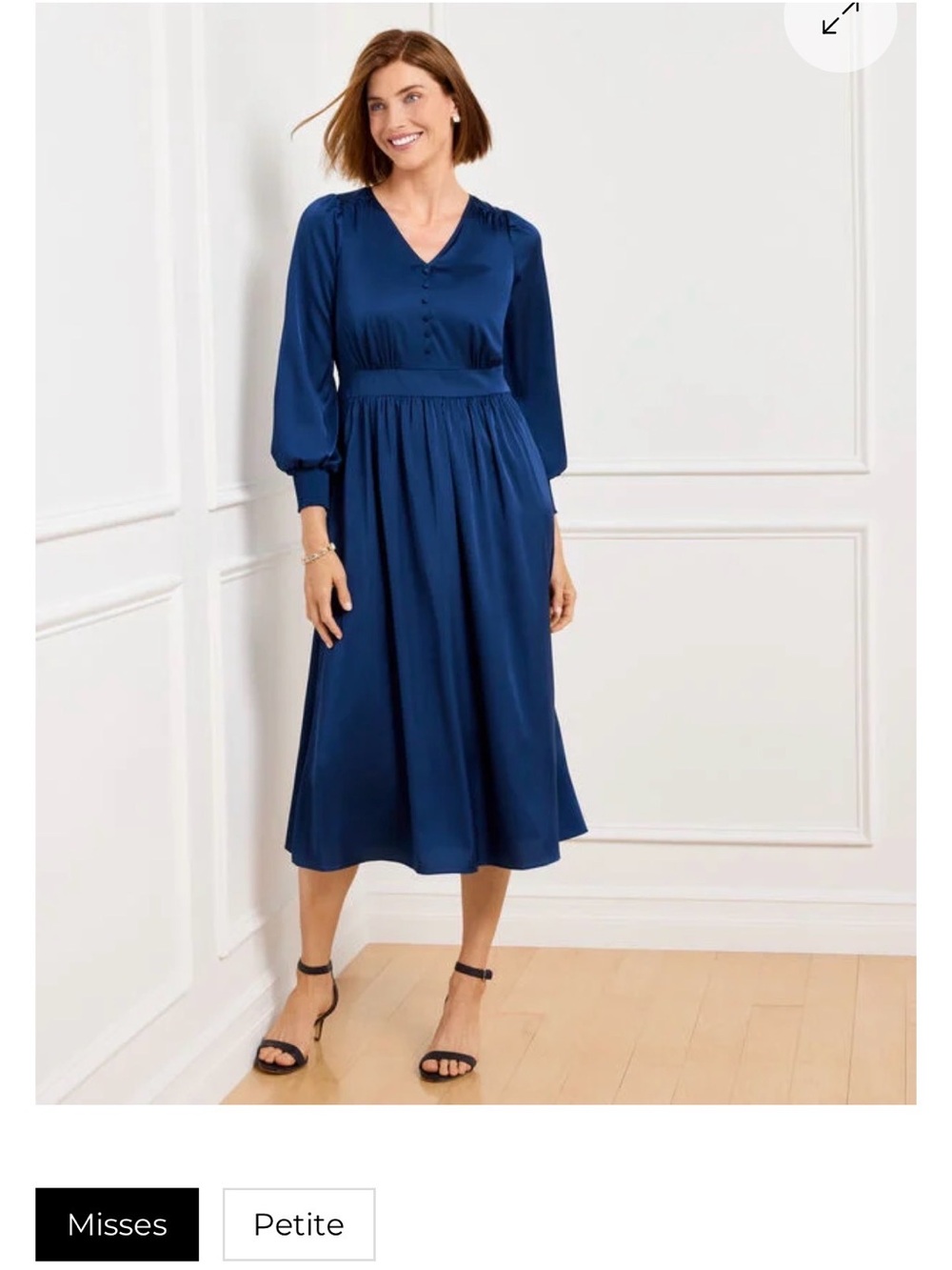 Talbots Royal Blue V-Neck Button Front Dress